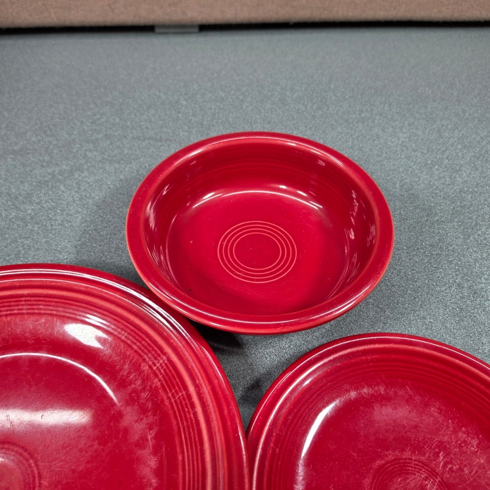 Fiestaware 3pc Place Setting Scarlet Red Ceramic Bowl Plate - Picture 6 of 9